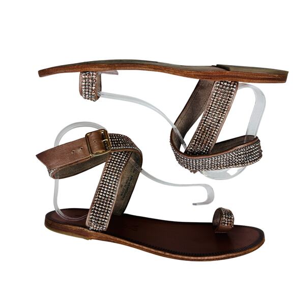 Free People Sunset Cruise Minimal Toe Ring Crystal Wrap Sandals Women's 40/9 - Picture 4 of 10